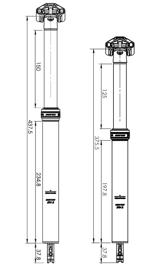 Potopna sedežna opora Manic 30.9/150mm OEM