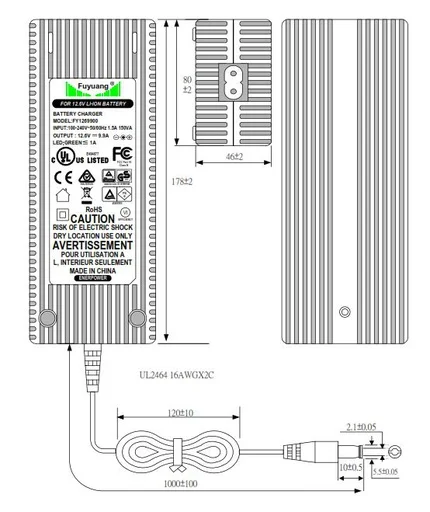 Polnilec za 12V baterijo / 10A DC 2.1