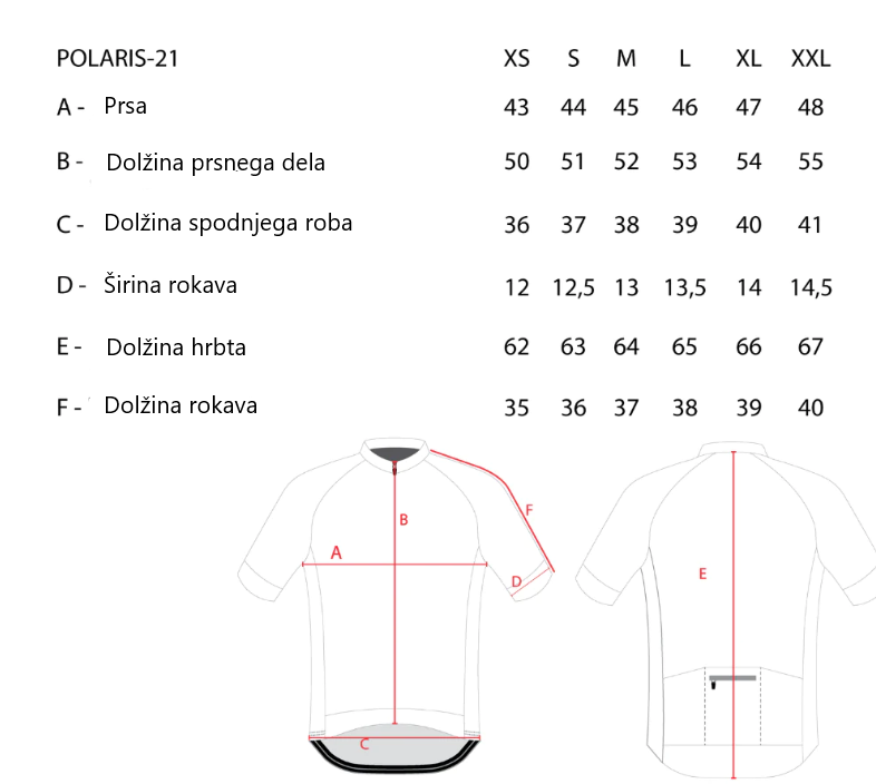 Kolesarska majica Econo - oprijeta - Polaris 21