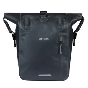 Torba za kolo Basil Rivo M - single bag tarpaulin MIK Hooks - 12–15L - black