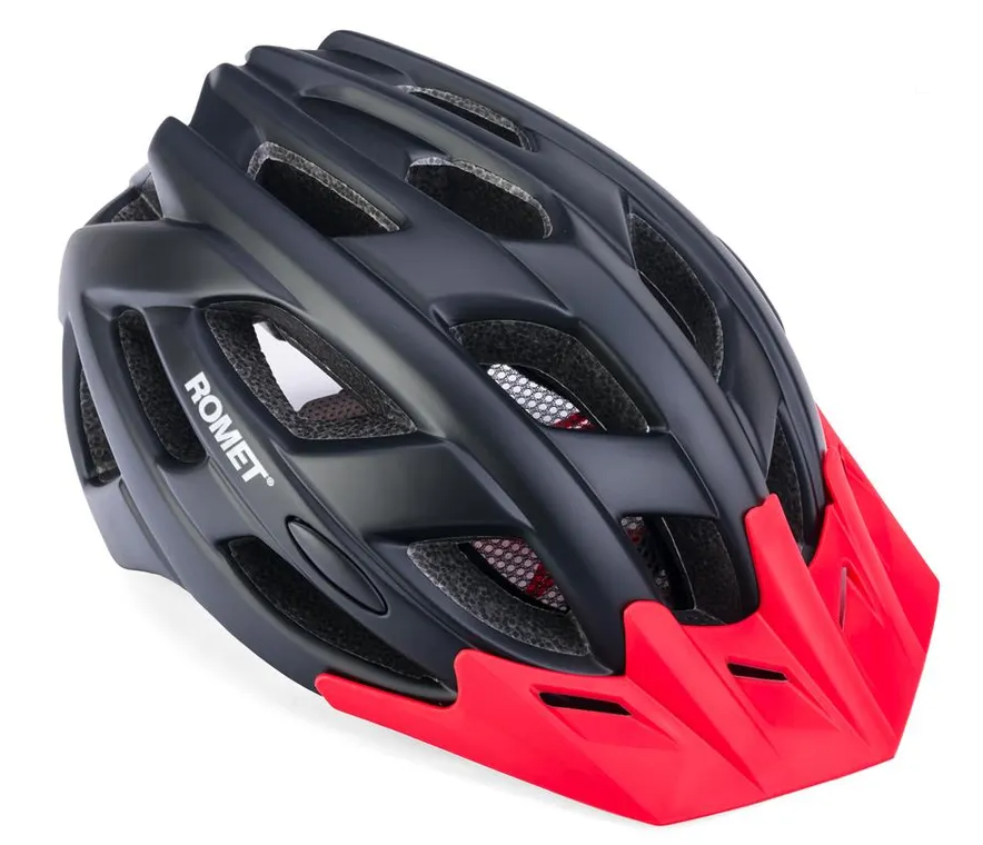 Cycling helmet ROMET 405, L 58-61 Black red with visor