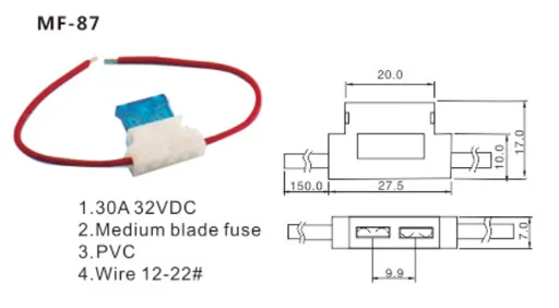Nosilec varovalke MF-87 - 14AWG 15cm