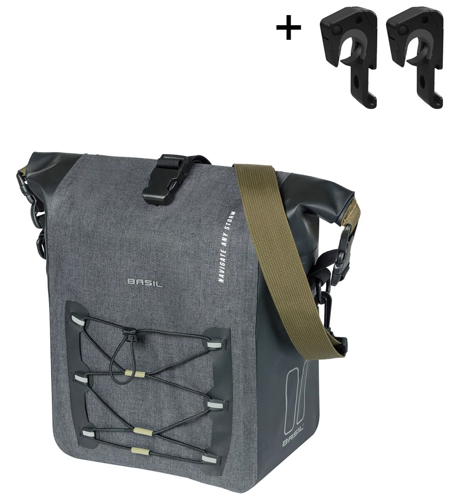Torba za kolo Basil Navigator Storm M single bag MIK Hooks 12-15L, črna