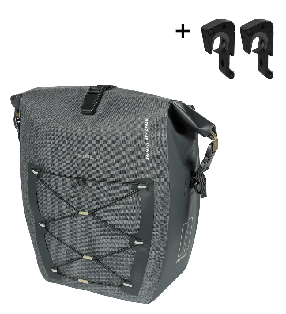 Torba za kolo Basil Navigator Storm L - single bag MIK Hooks - 25-31L - črna