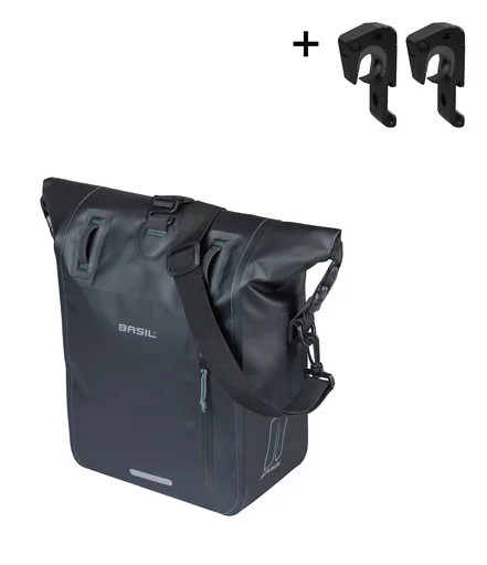 Bike bag Basil Rivo M - single bag tarpaulin MIK Hooks - 12–15L - black