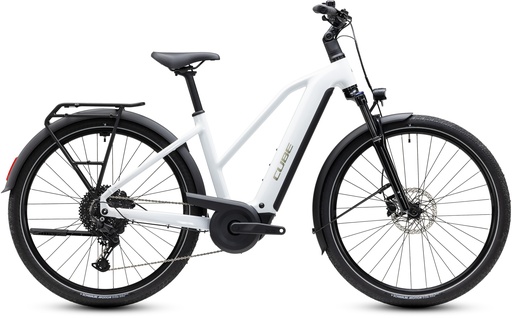 Električno kolo CUBE Touring Hybrid ONE 600 metallicwhite´n´chrome Trapeze 2027 (46 cm)
